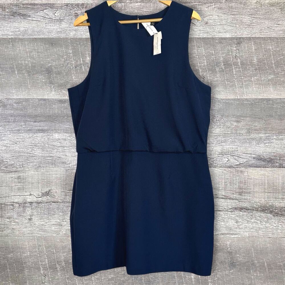 Banana Republic NEW Sculpted Blousant Waist Mini Dress Womens 18 Navy Career